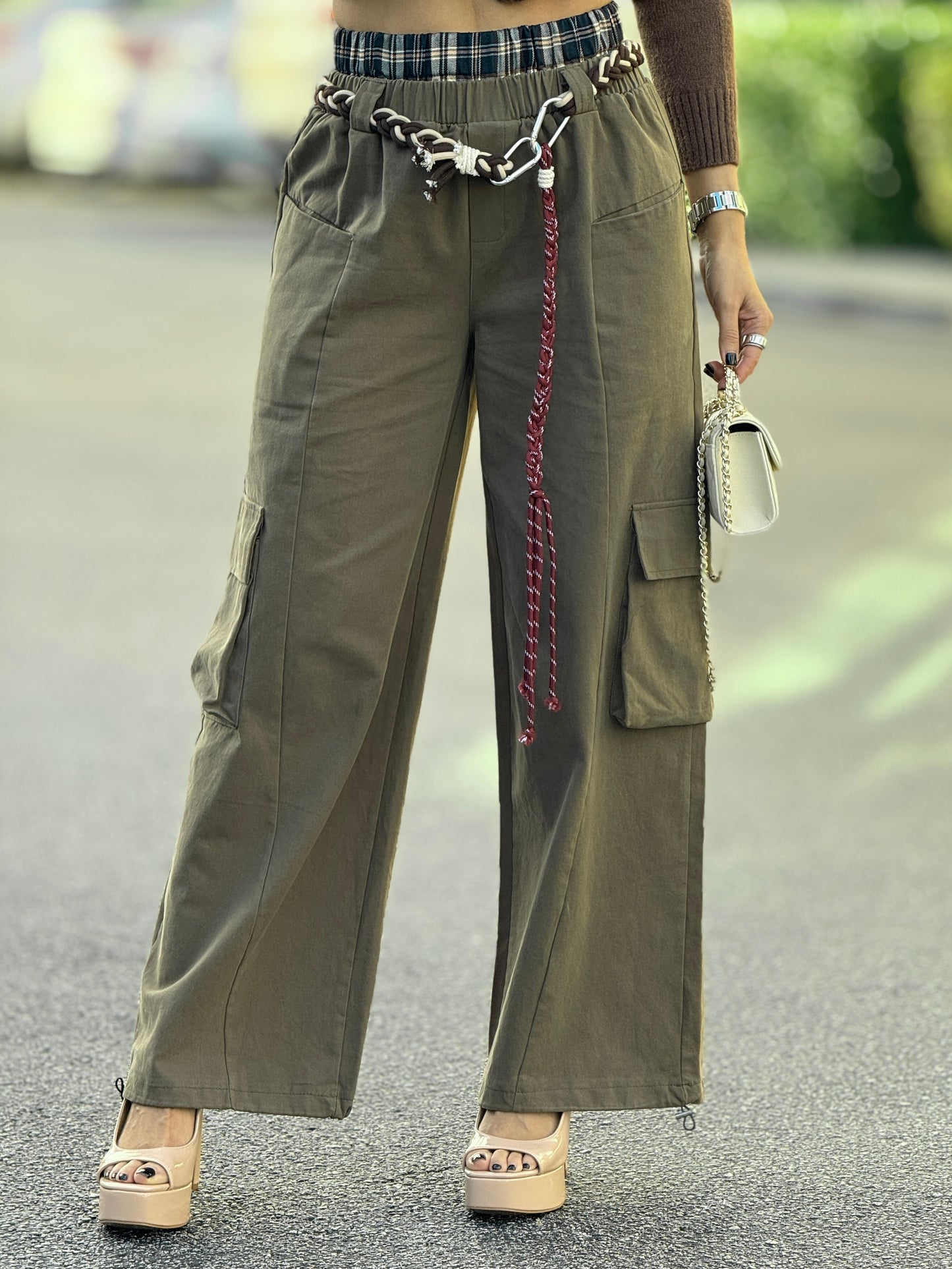 Malena Green Waistband+Keychain Pants
