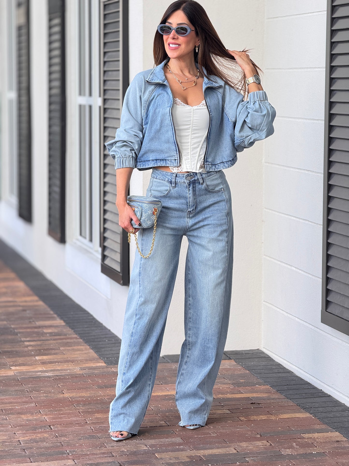 Perky Double Tone Denim Abstract Set