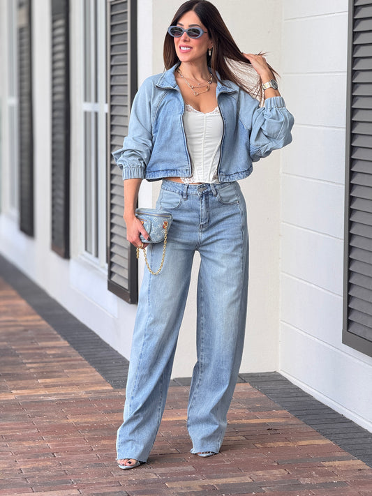 Perky Double Tone Denim Abstract Set