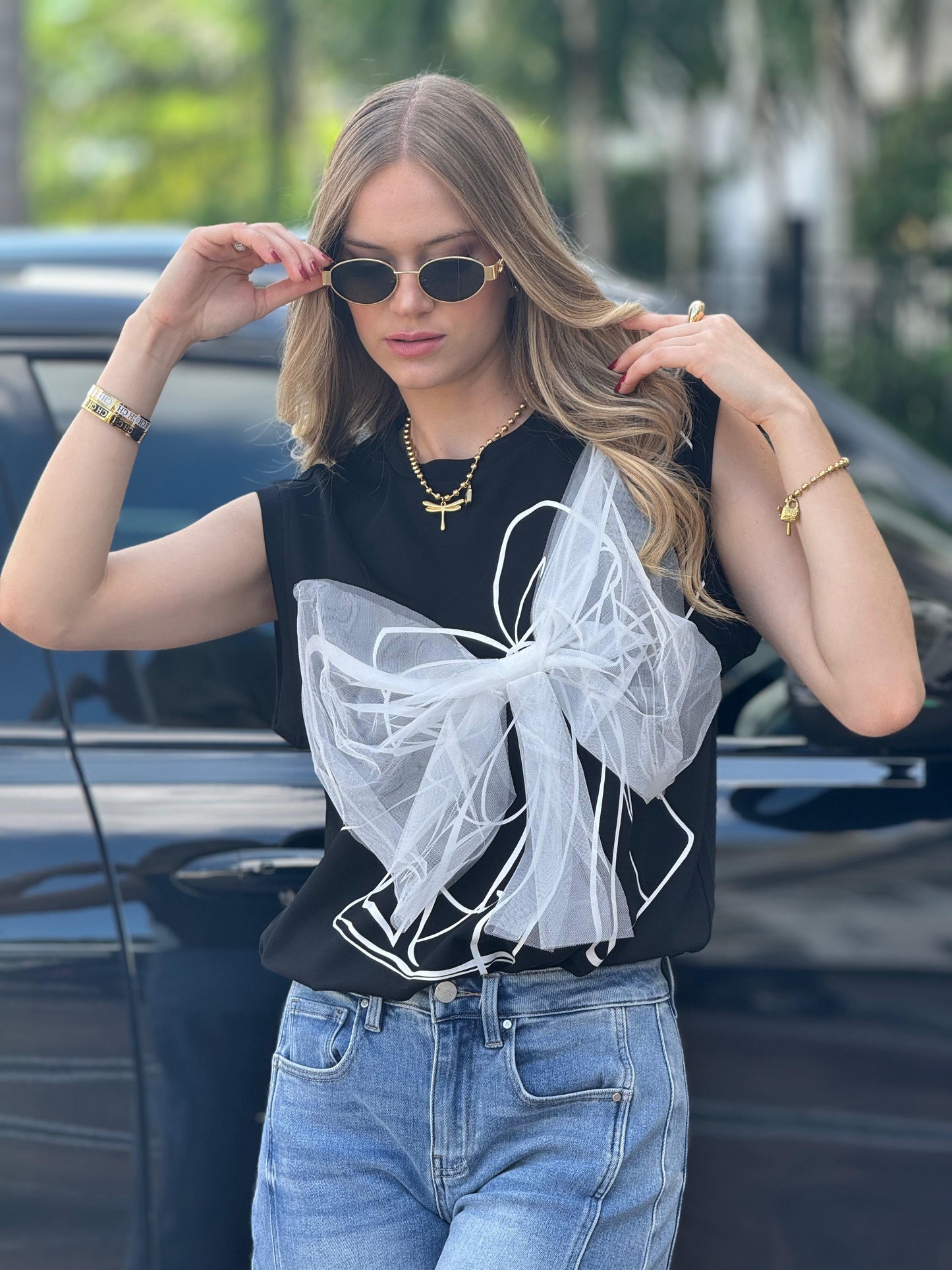 The Tulle Bow Black T-Shirt