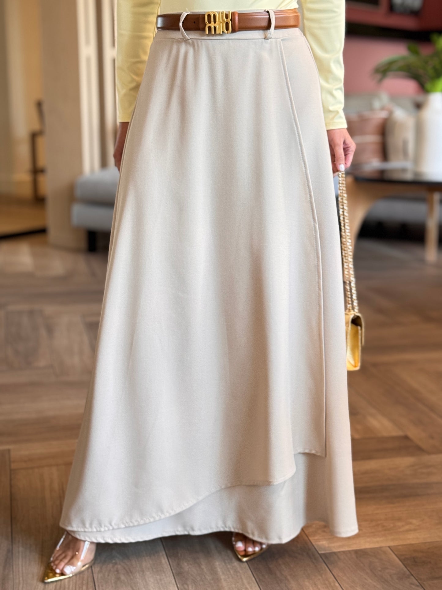 Itoo Beige Belt Skirt