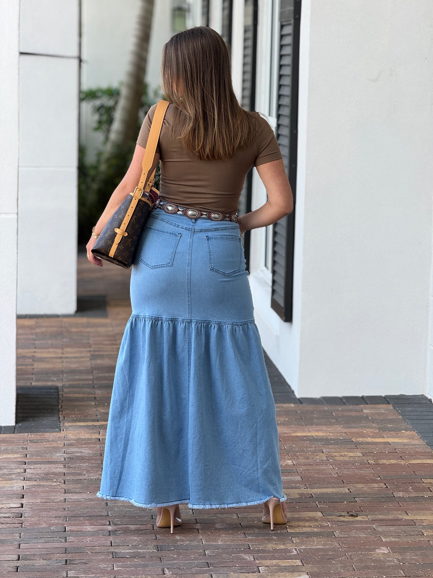 Melrose Light Wash Denim Skirt