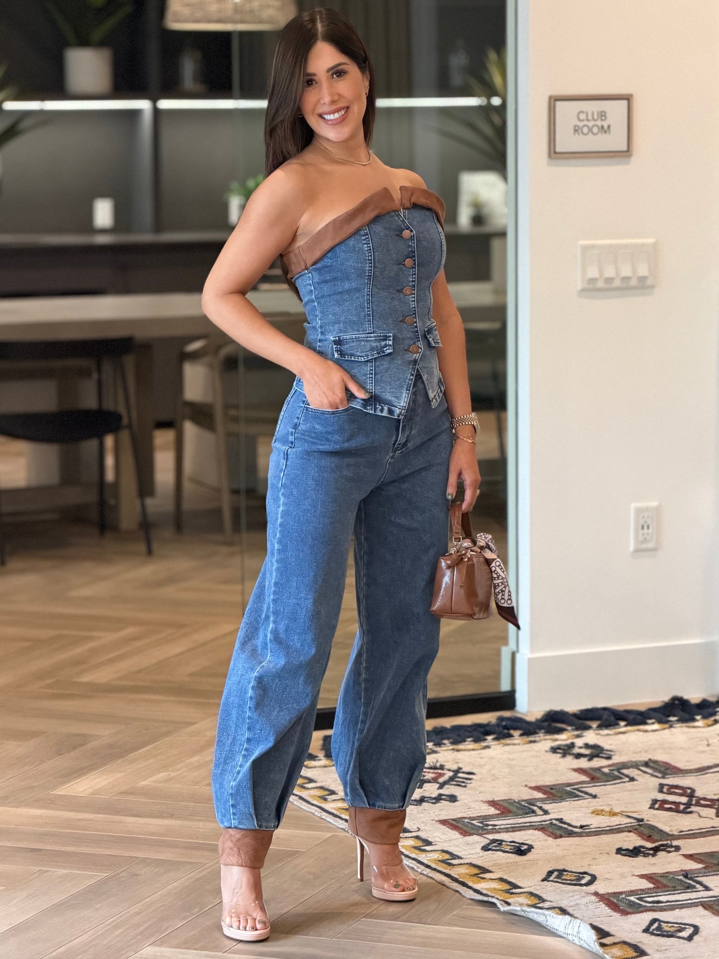 Vegas Brown Border/Denim Aladdin Set