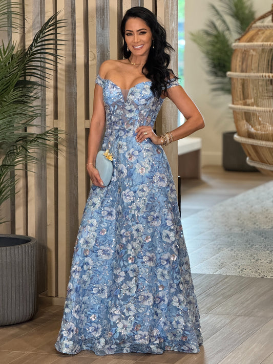 Norkys Blue Floral Dress Gala