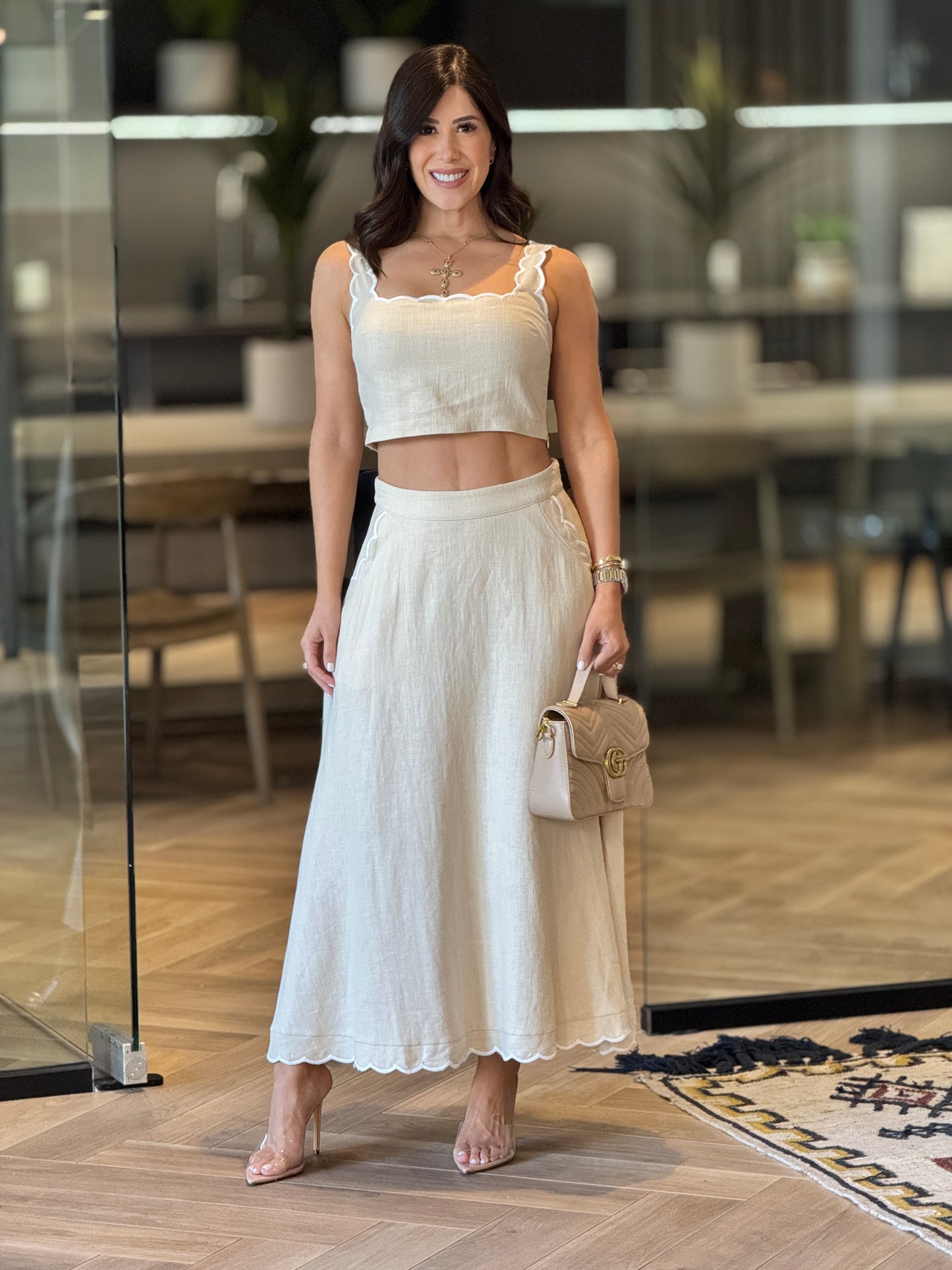Amable Beige Skirt Set