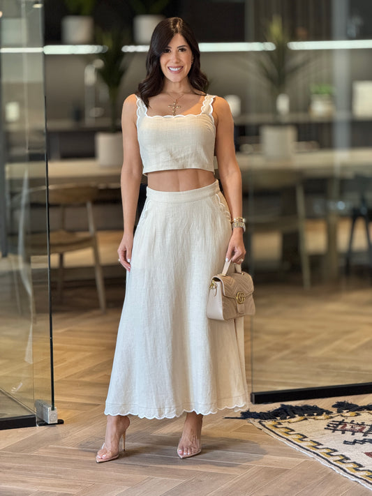 Amable Beige Skirt Set