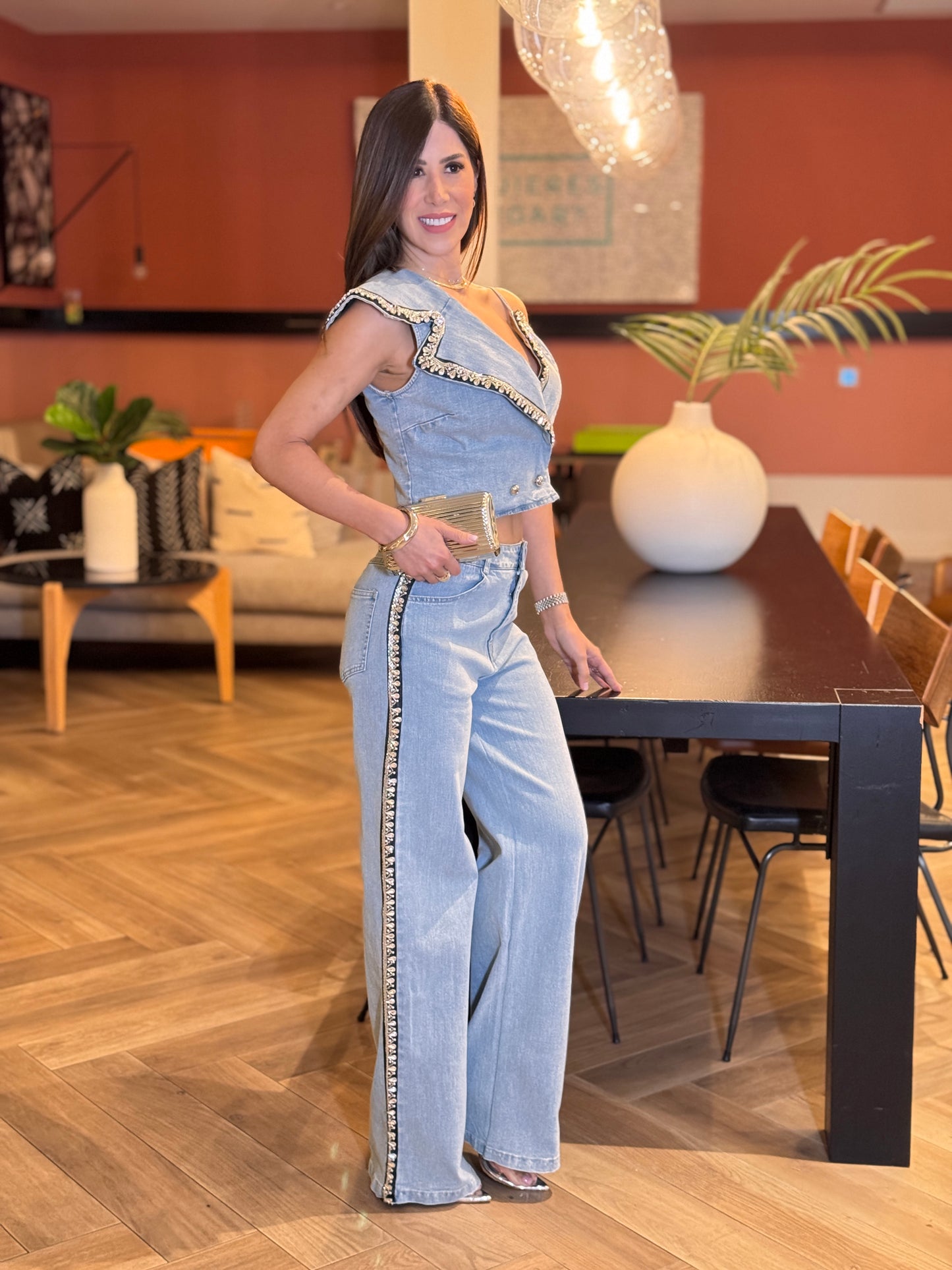 More Light Denim Rhinestone Border Set