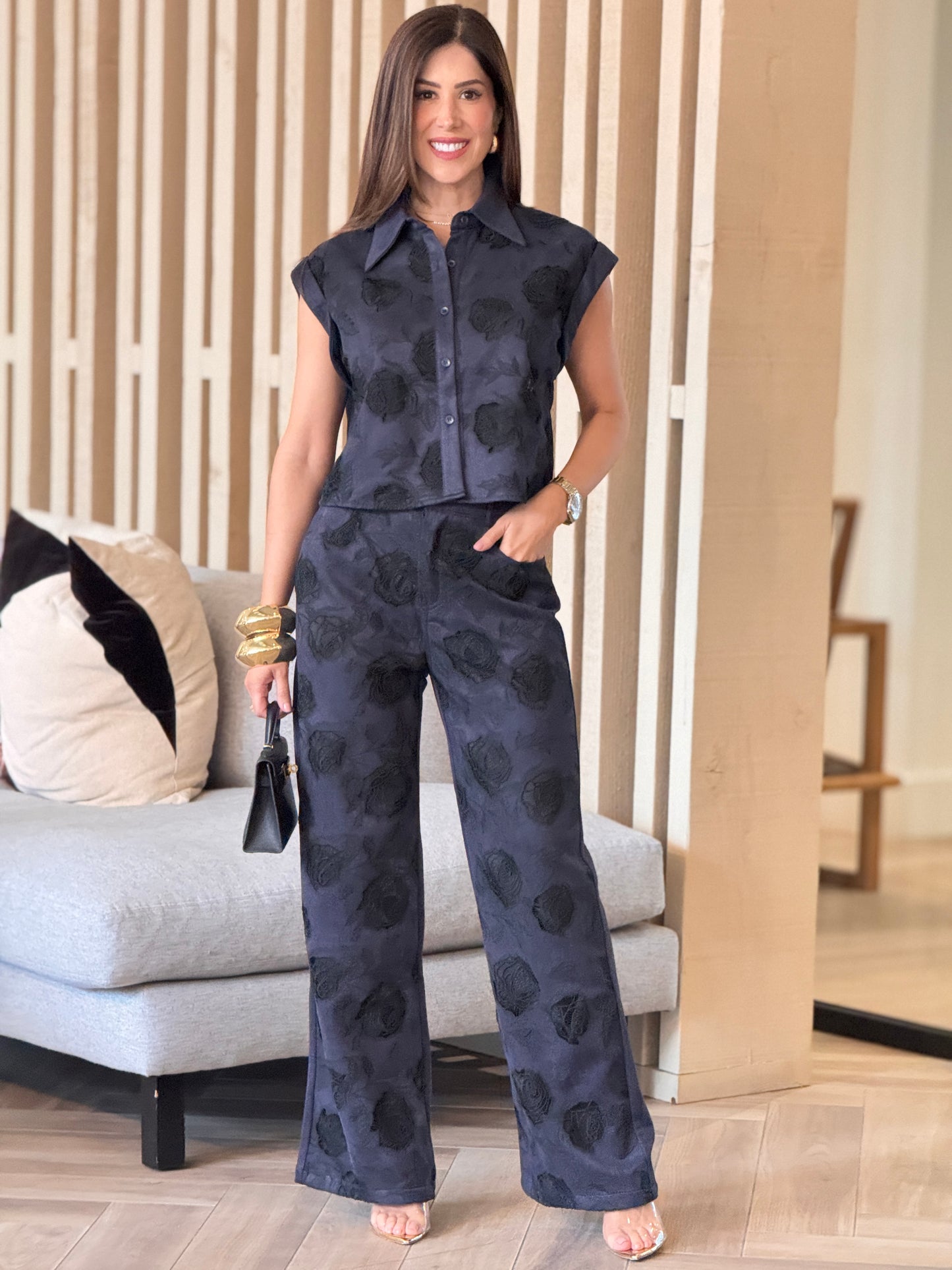 Oli Balboa Navy/Black Floral Print Set