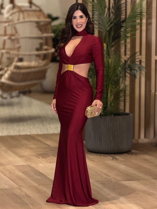 Darlene Red/gold Cutout Dress Gala
