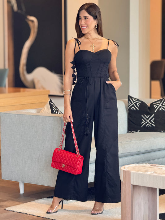 Chic Garden Black Petals Jumpsuit