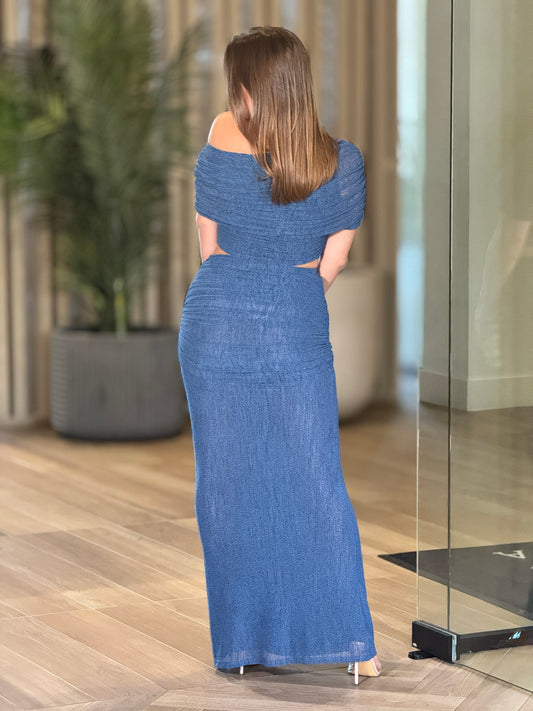 Barbara Blue Mesh Skirt Set