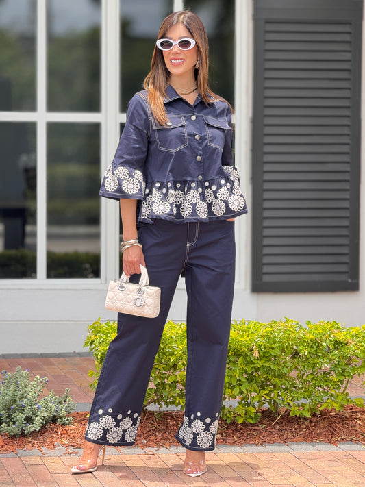 Lalavon Navy Embroidey Set