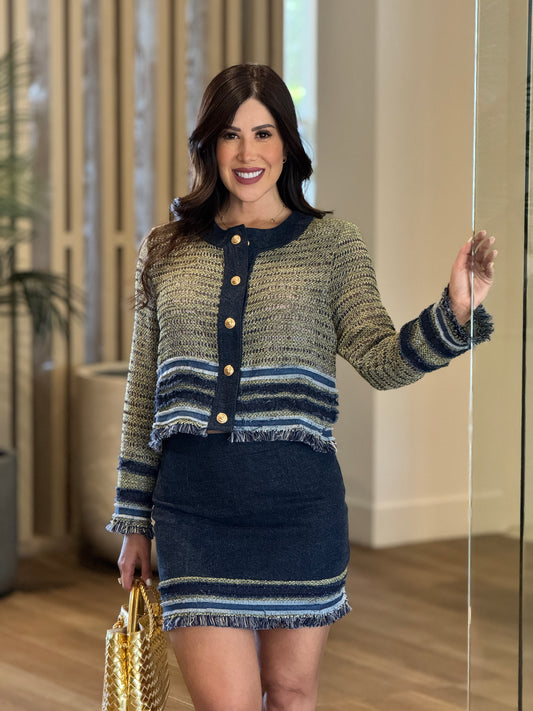 Rachel Navy Tweed Skirt Set