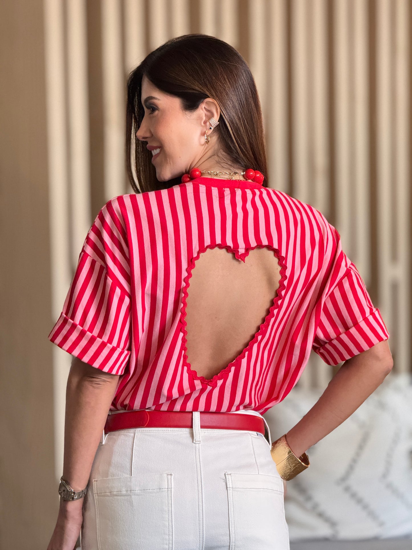 Runway Pink Lines Heart T-Shirt