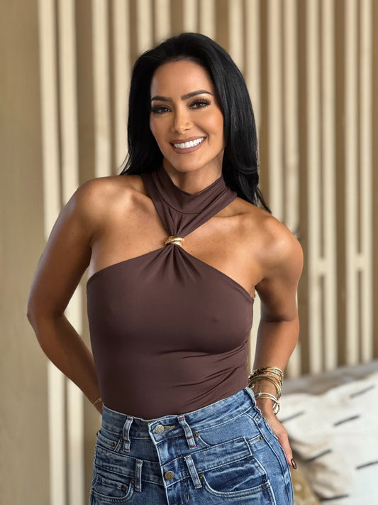 Tori Brown/Gold Sphere Bodysuit Top