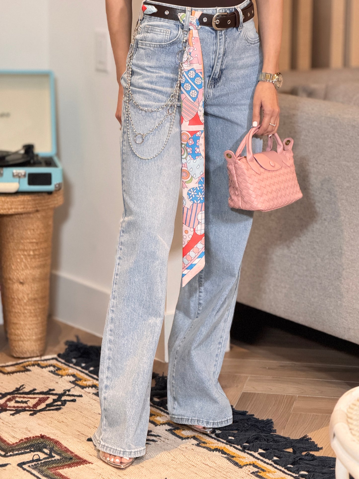 Lizzie Mid Denim Belt & Scarf Jeans