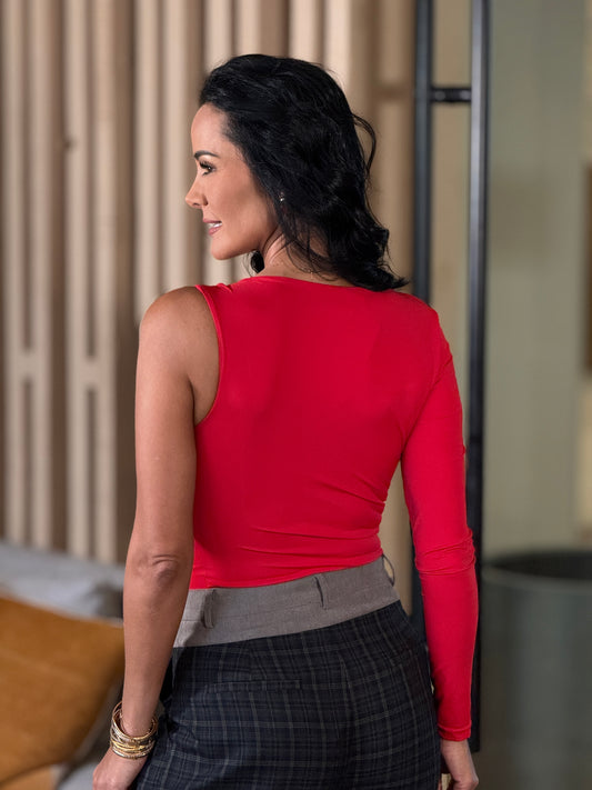 Lizzette Red One Sleeve Top