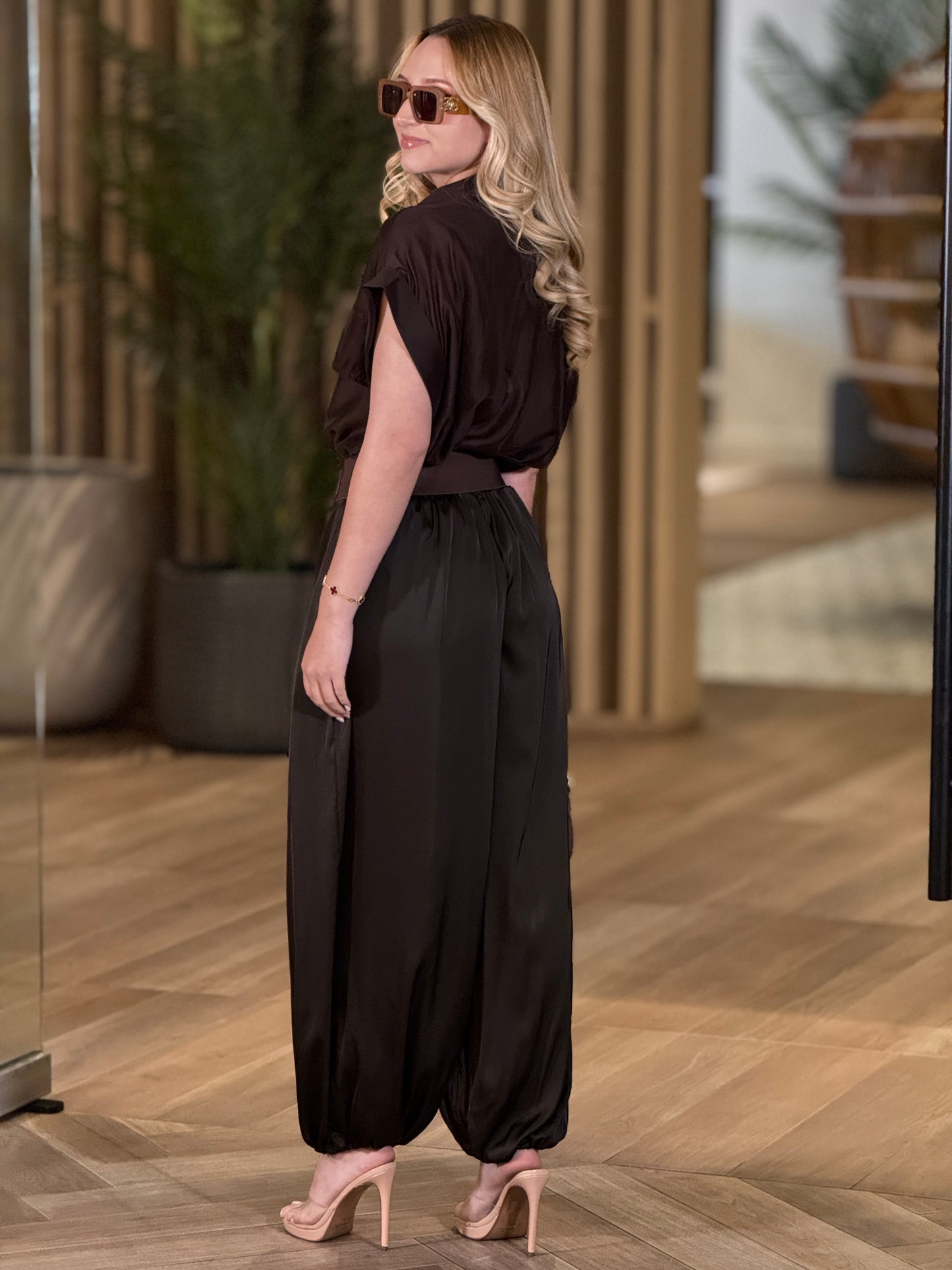 Italian Brown Pocket Chiffon Shirt