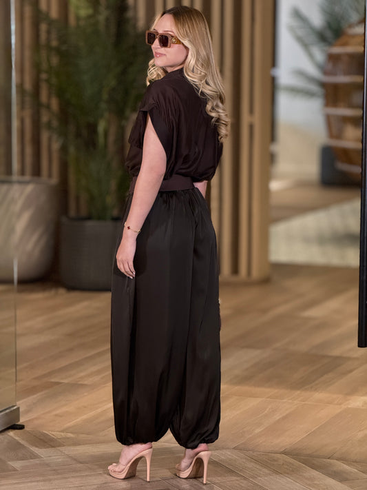 Italian Brown Pocket Chiffon Shirt