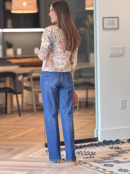Risen Paisley Multi Block Print Jacket Top