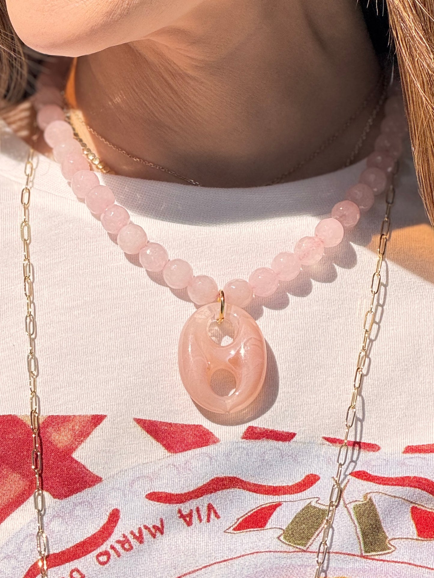 Gigi Pink Natural Stone Necklace