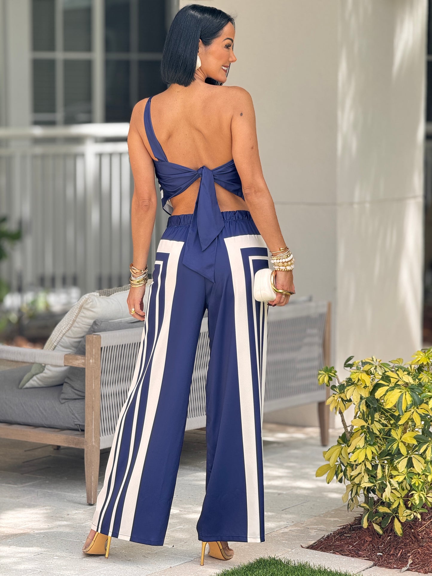 Milka Navy Satin Print Set