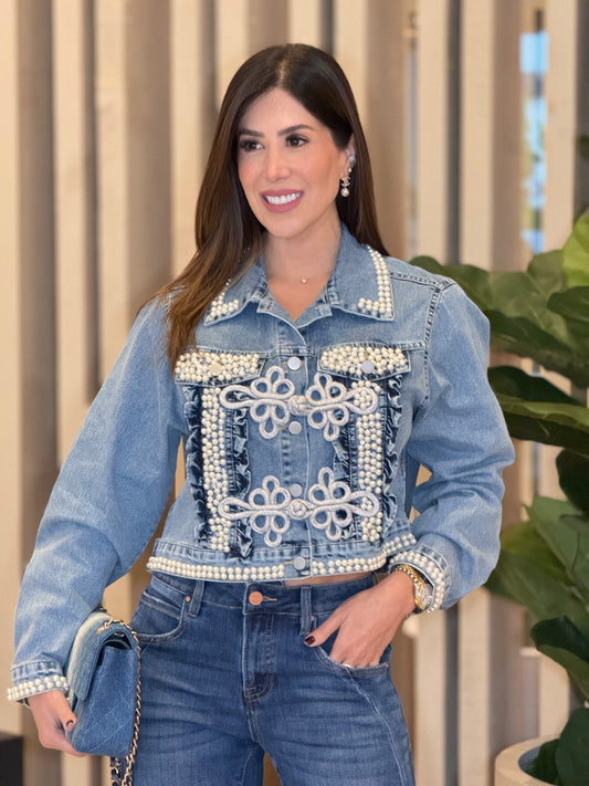 Pearly Denim Jacket Top