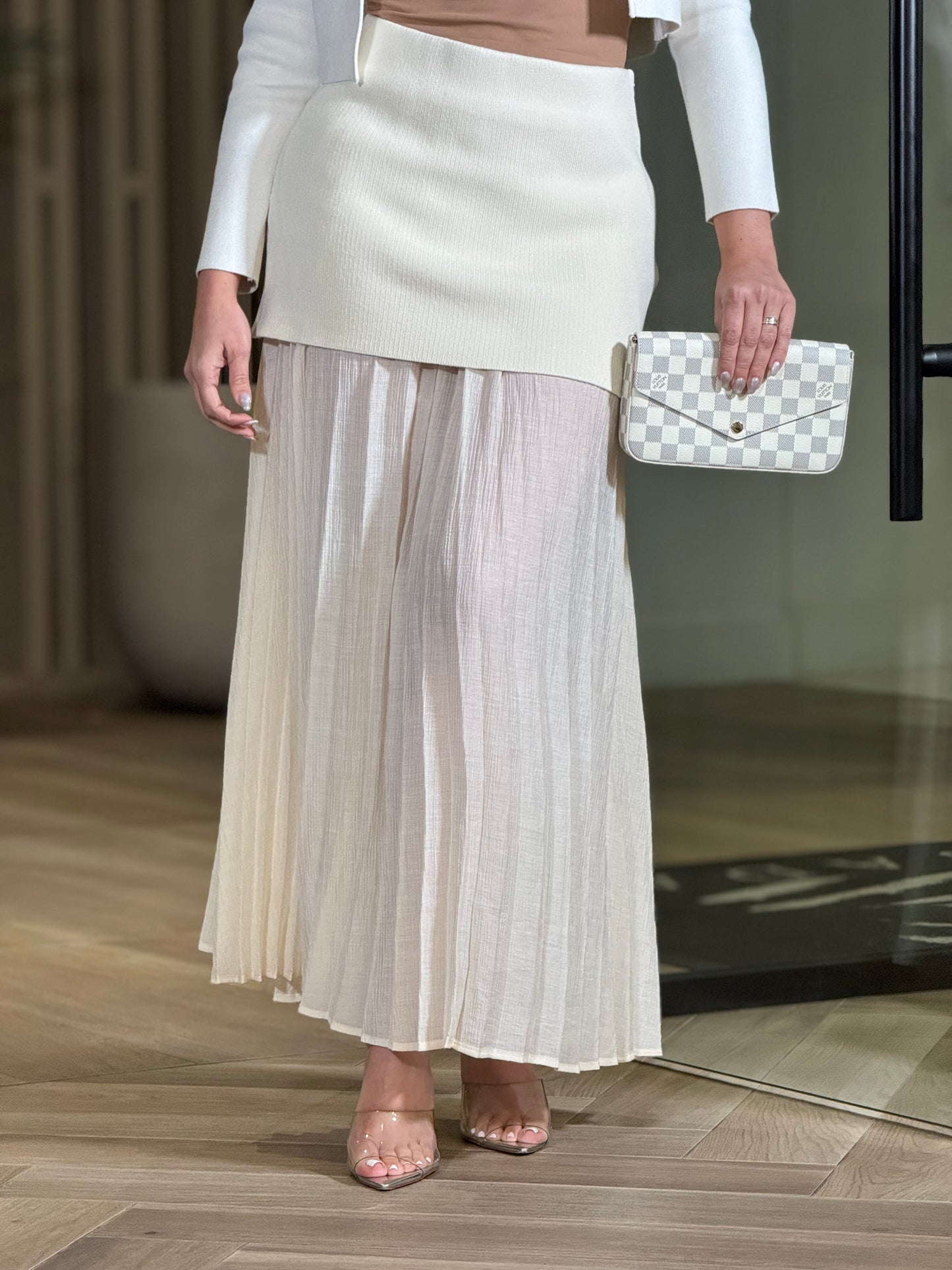 Kendra White Pleated Skirt