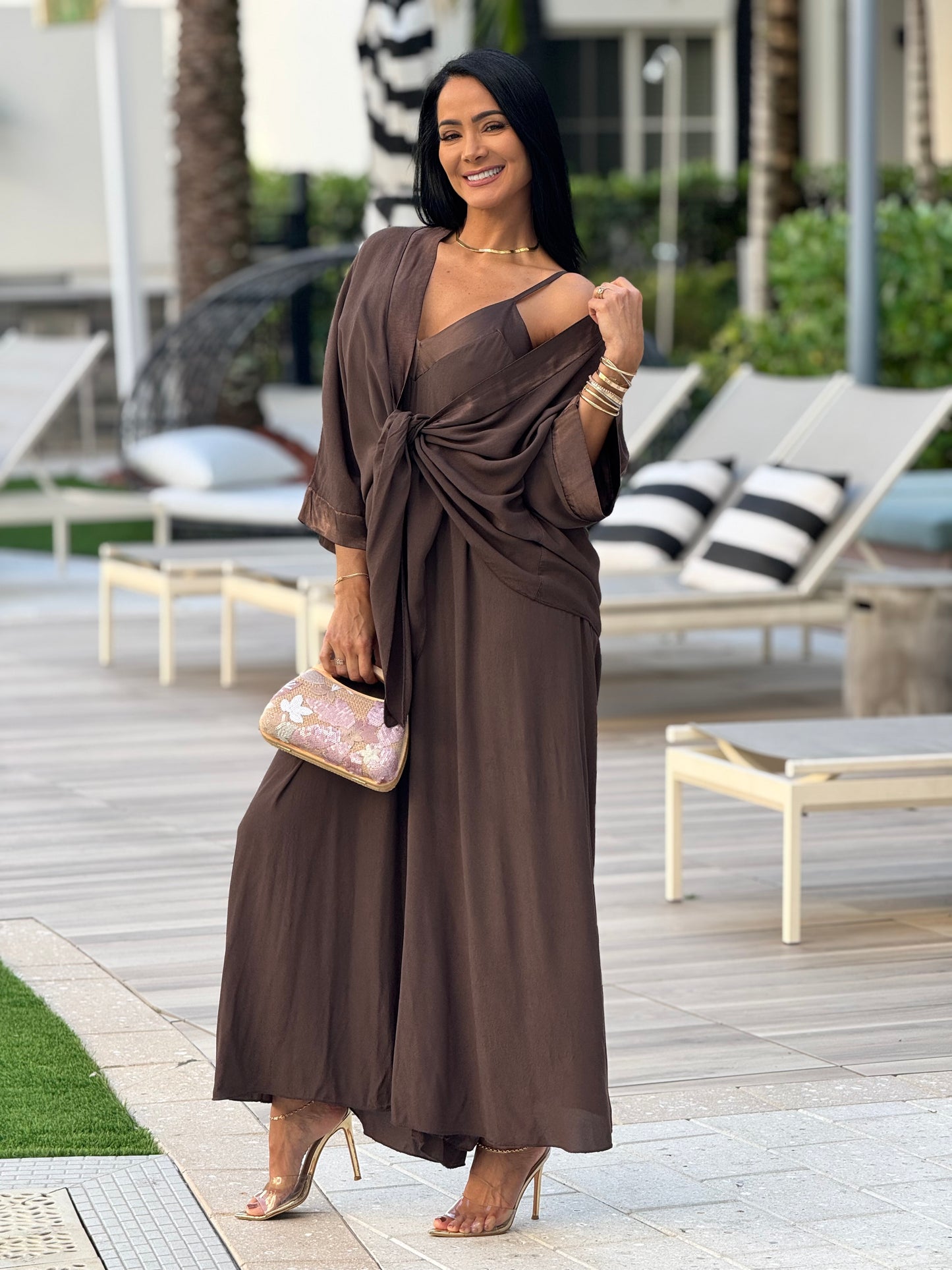 Norkys Brown Italian Jumpsuit Set