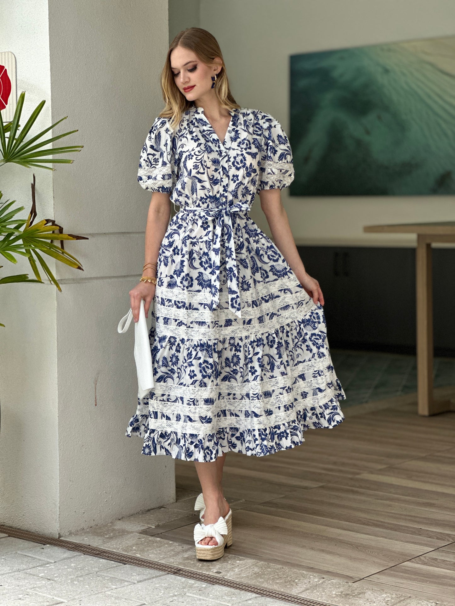 Monett Blue Floral Dress