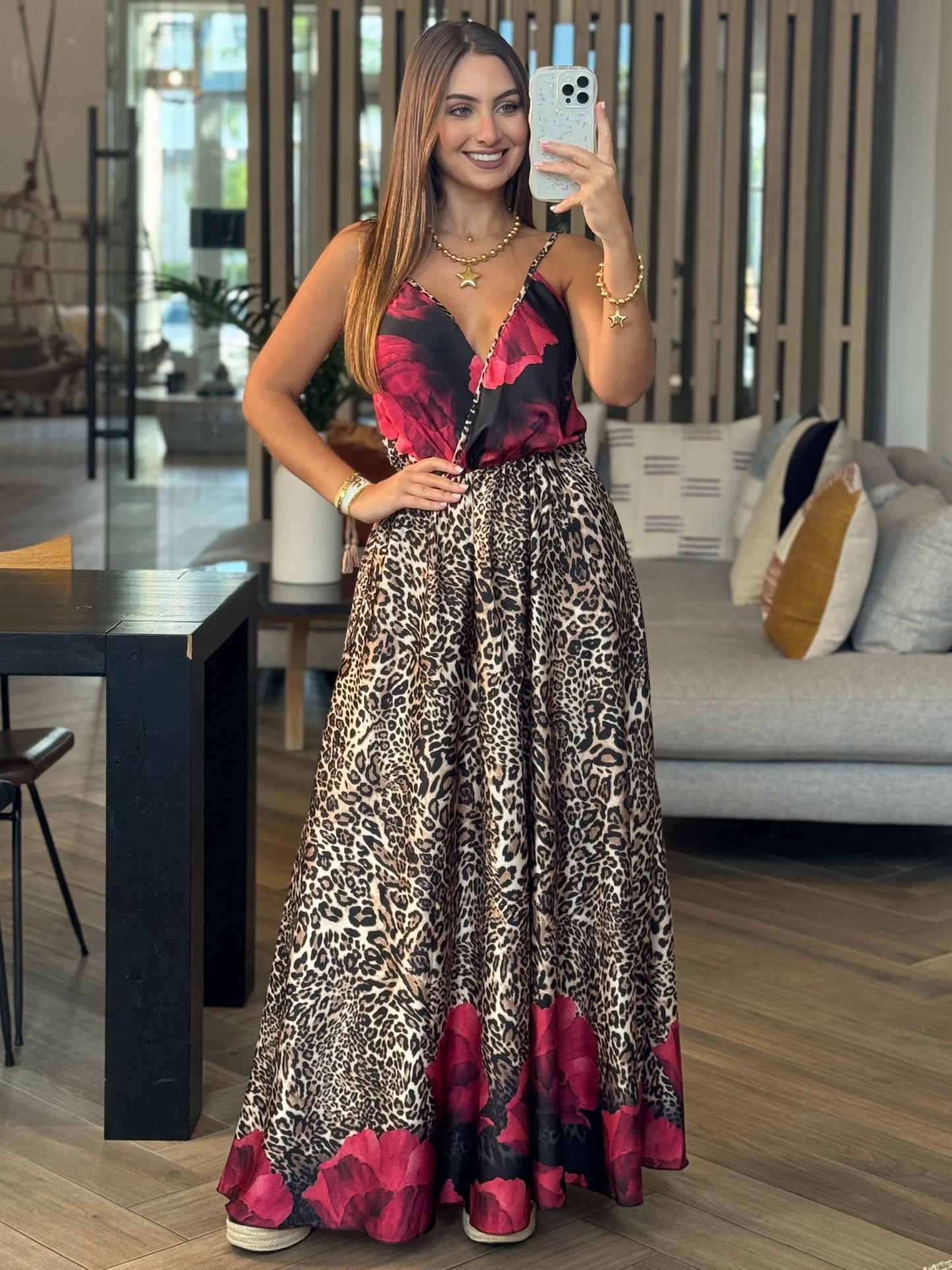 Naples Leopard Satin Dress