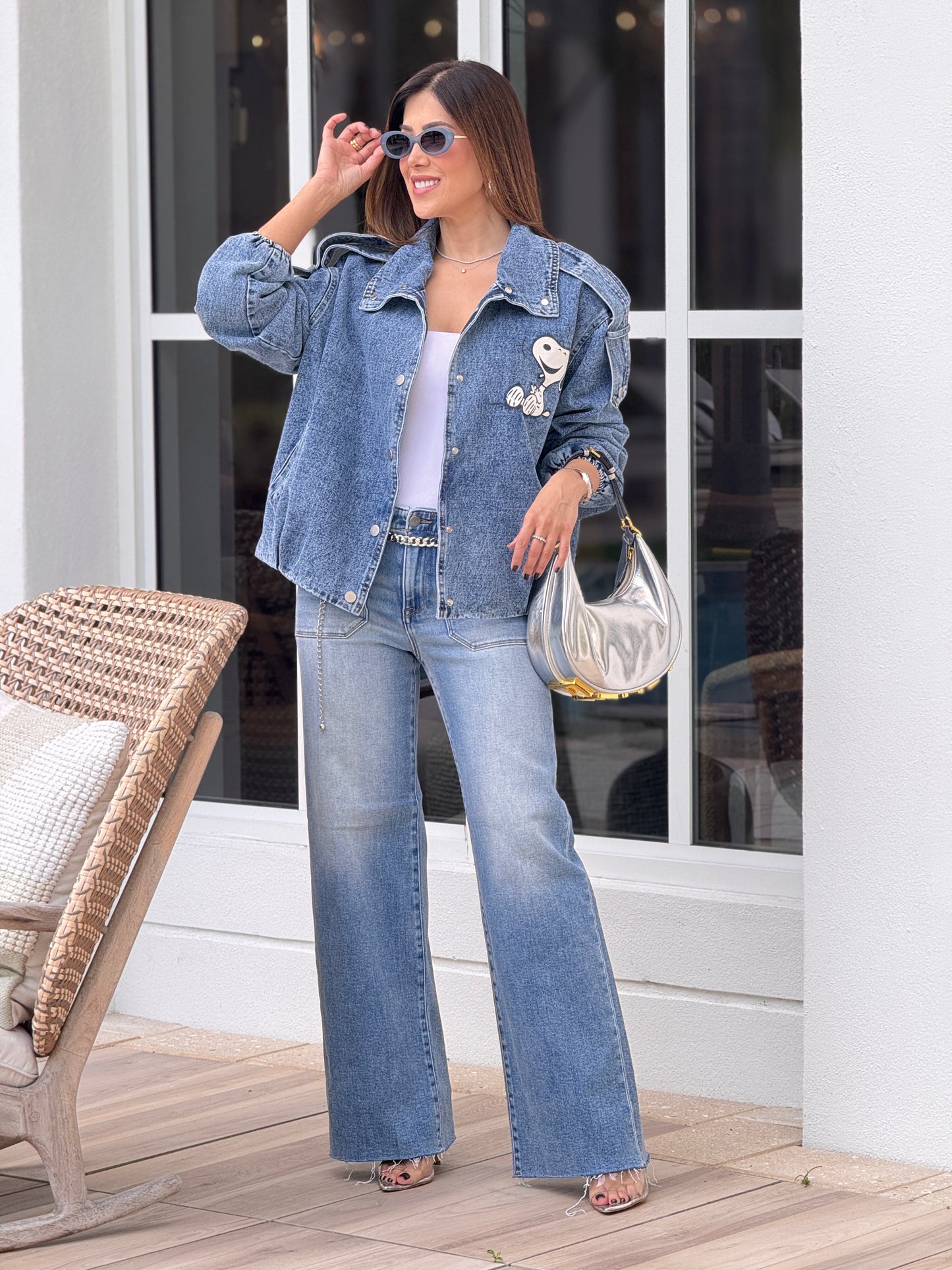 Risen Acid Mid Denim Wide Leg Jeans