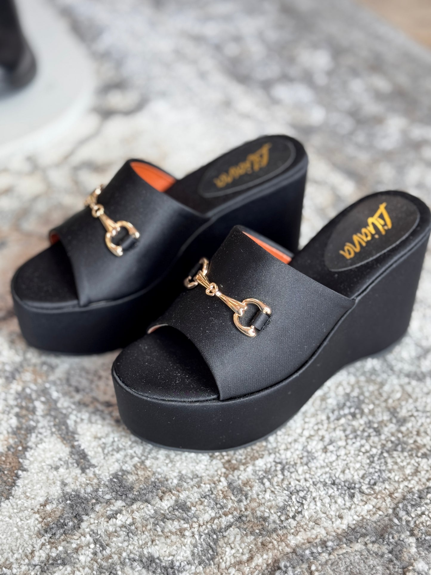 Gigi Black Platform Sandals