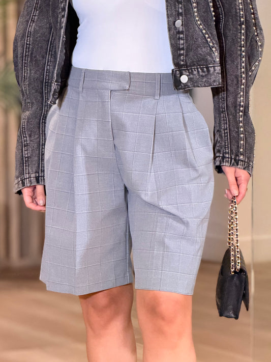 Cactus Gray Plaid Bermuda Shorts