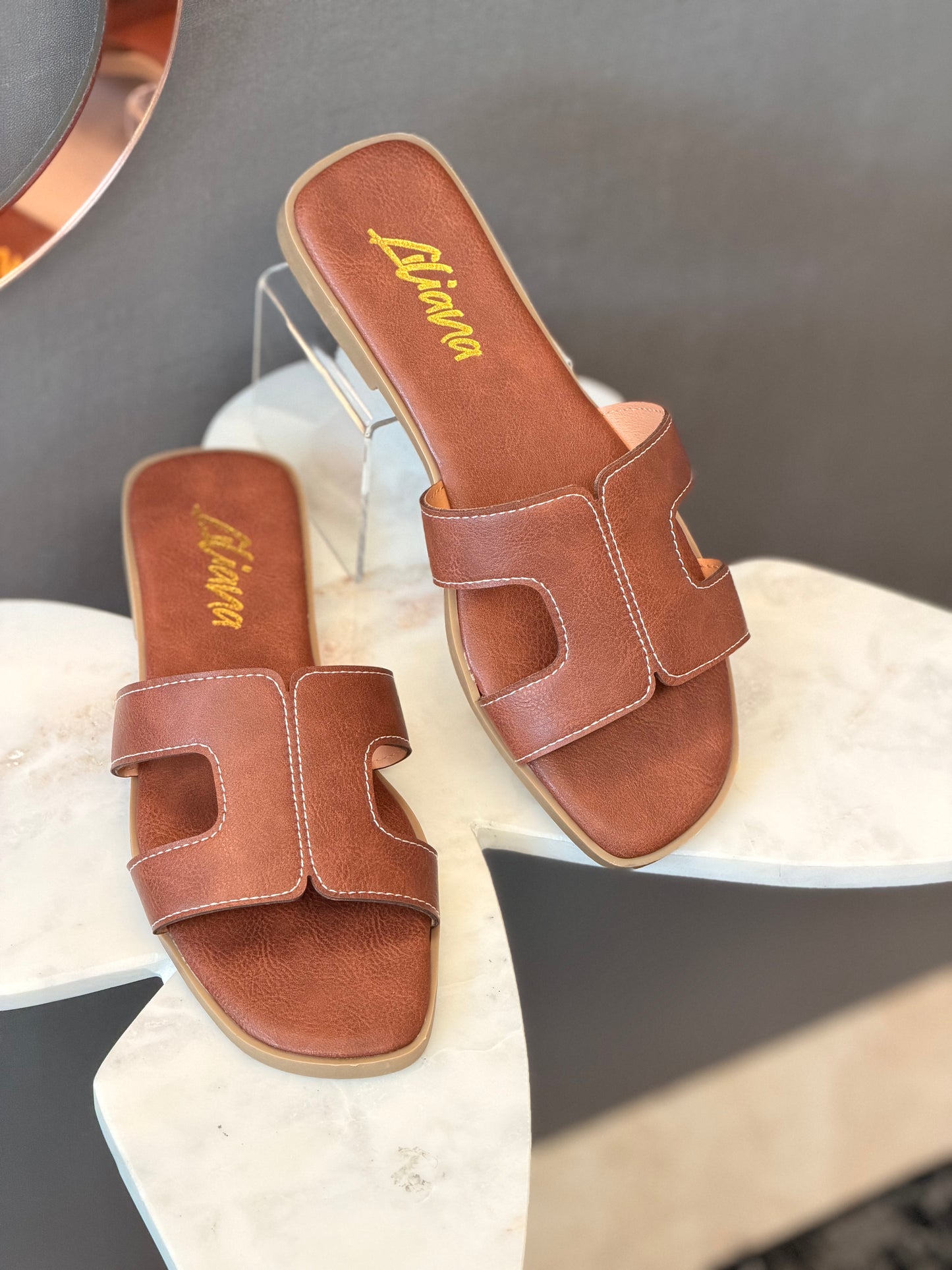 Ella Brown Flats Sandals
