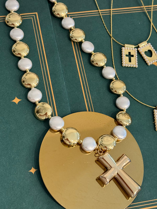 Vatican Pearl Cross Necklace