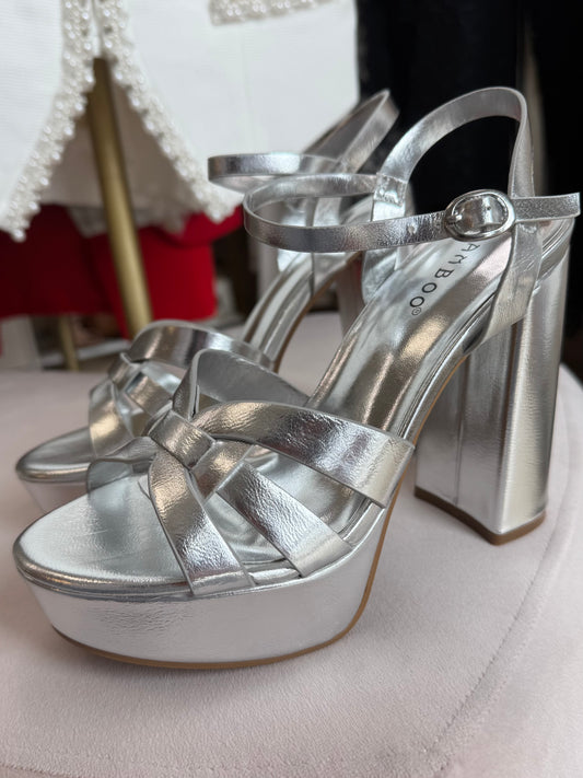 Monika Silver Platform Sandals