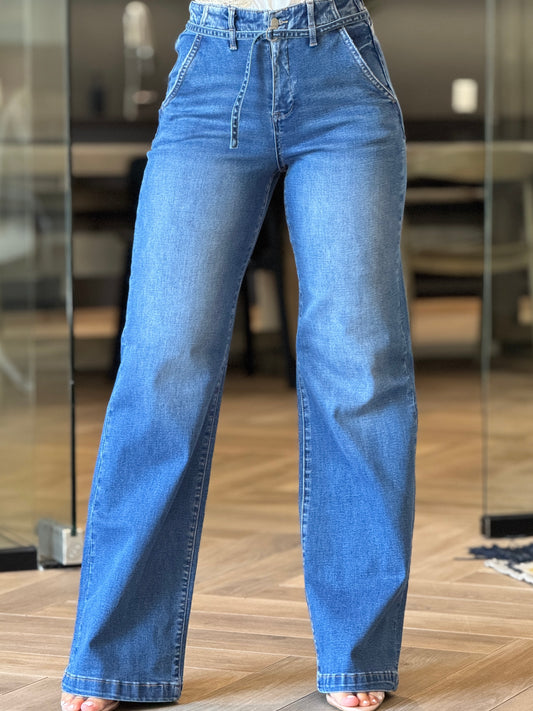 Risen Dark Wash Tiny Belt Jeans