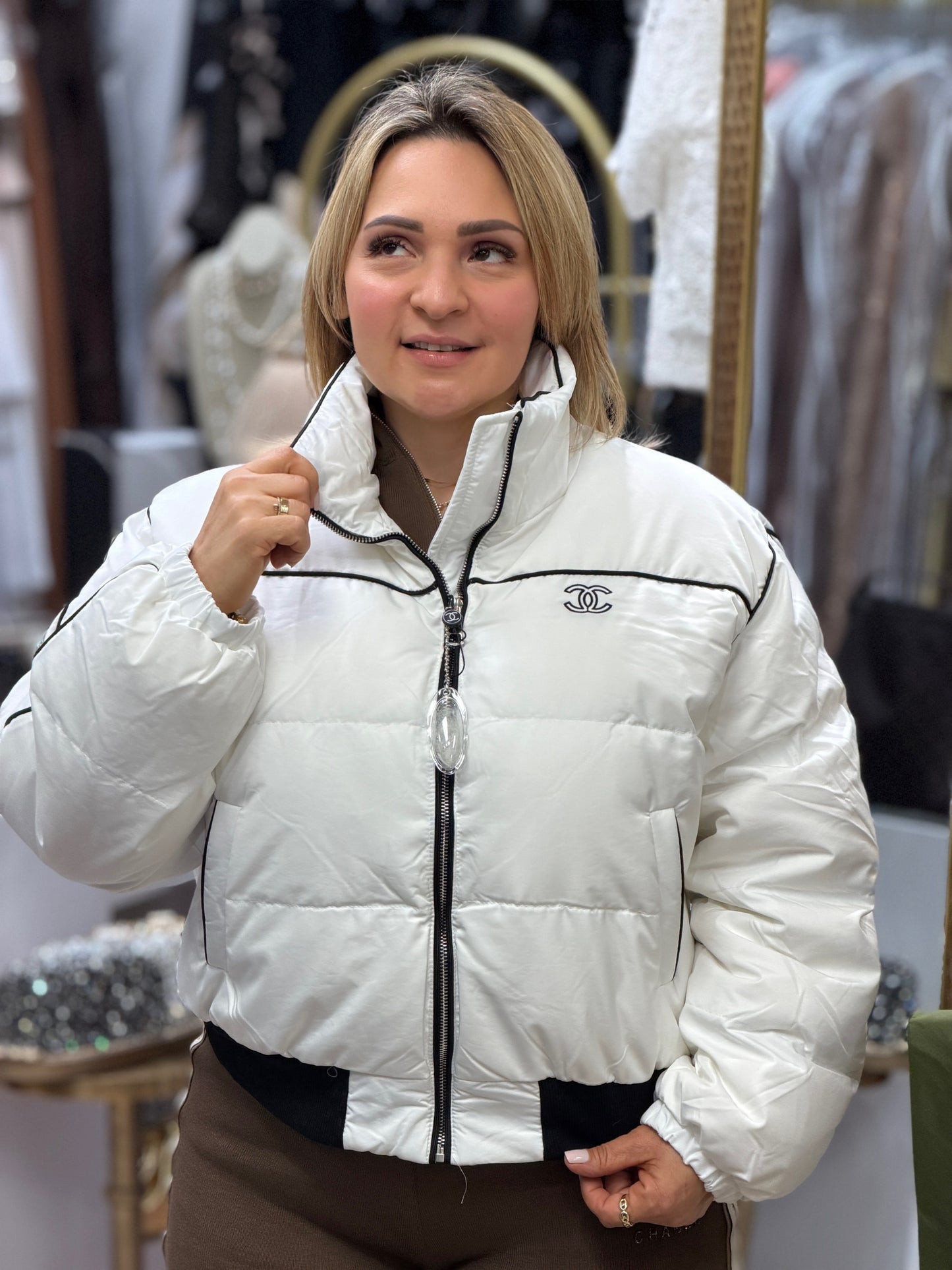 Cece White Puffer Jacket