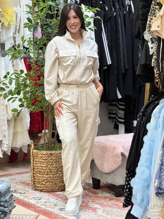 Fabiana Beige Satin Set