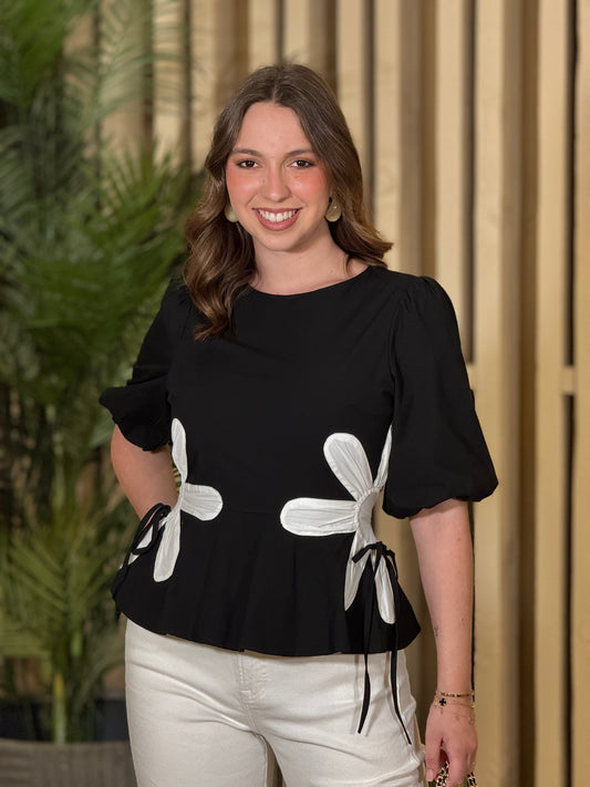 Strut Black/White Flowers Shirt