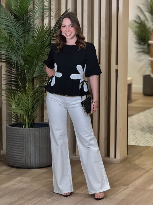 Strut Black/White Flowers Shirt