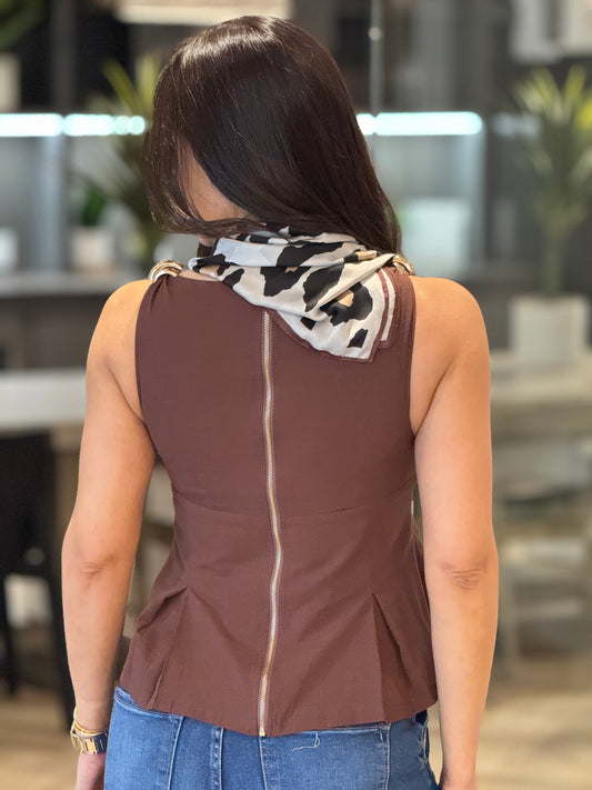 Cactus Brown Peplum Top