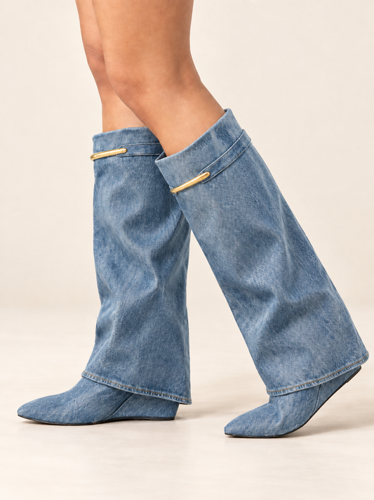 Mutto Denim Gold Accent Boots