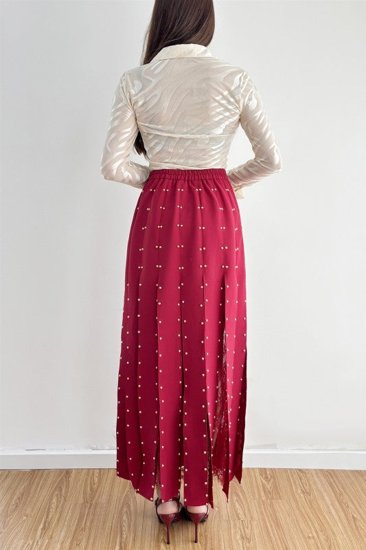 Cleo Red/Gold Remaches Skirt
