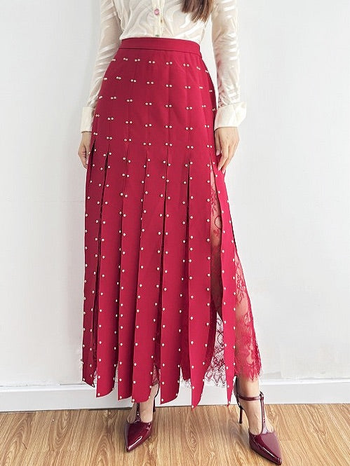 Cleo Red/Gold Remaches Skirt