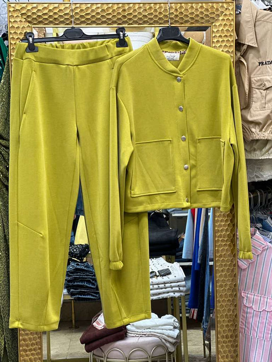 Italian Yellow Bomber Jacket Sport Set