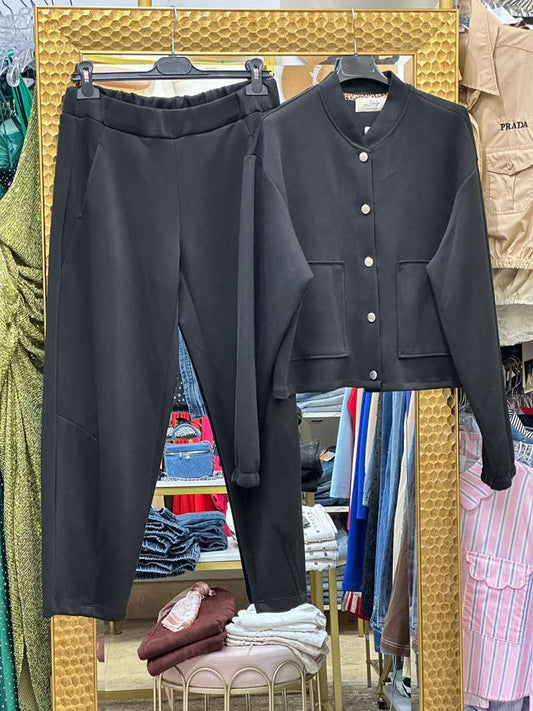 Italian Black Bomber Jacket Sport Set