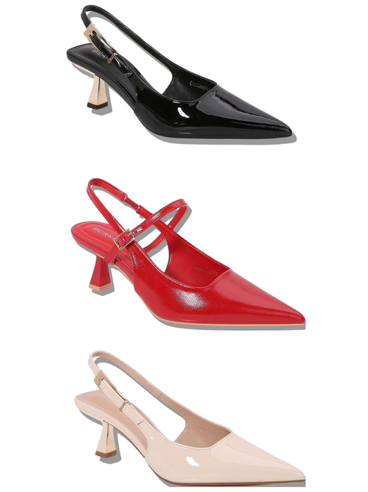 Cassandra Patent Pointy Heels (Red, black, beige)