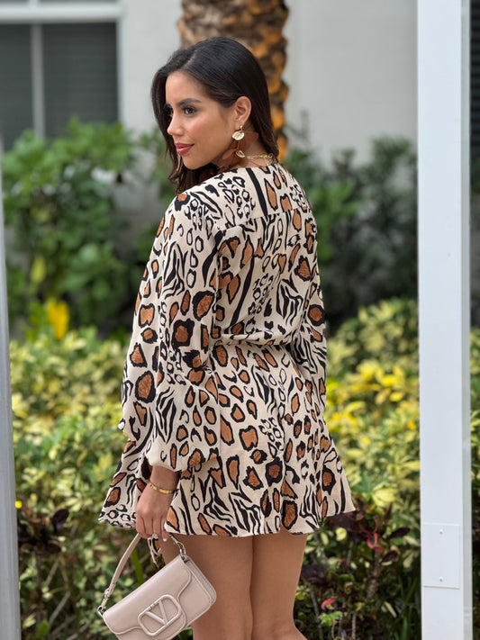 Daleska Beige Leopard Jumpsuit